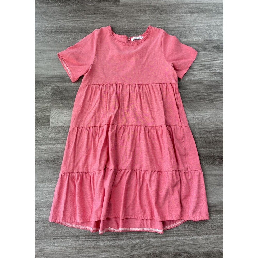 Sunshine Swing Girls Pink Tiered Dress Size 14 Lyocell